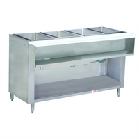 Advance Tabco Triumph Supreme 4-Well LP Gas Water Bath Hot Food Table with Cutting Board and Open Undershelf