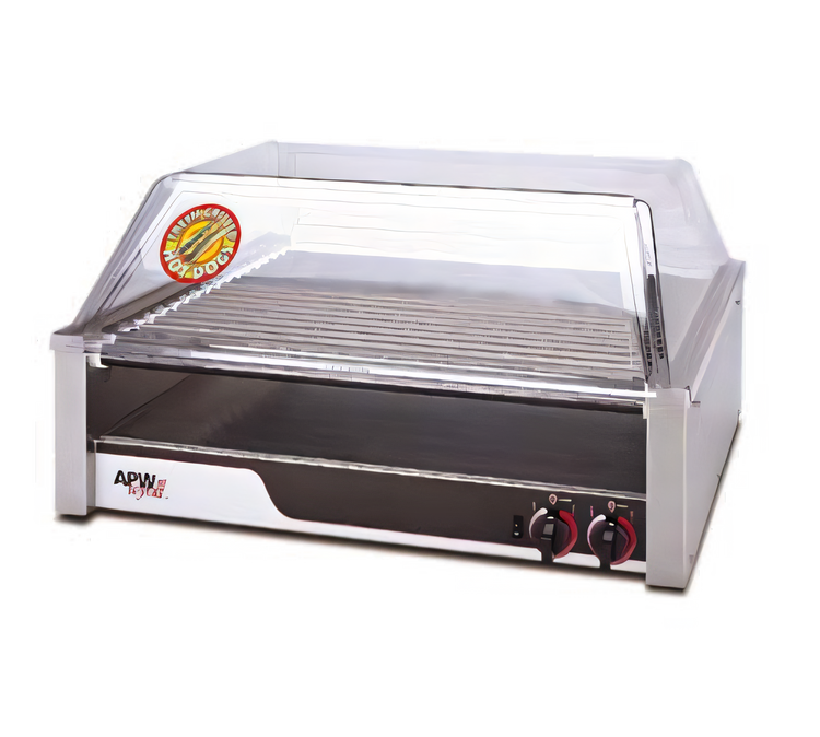 Product image #1 for APW Wyott X*PERT HotRod HR-45 Flat Surface Roller Hot Dog Grill, 120V, Chrome Rollers