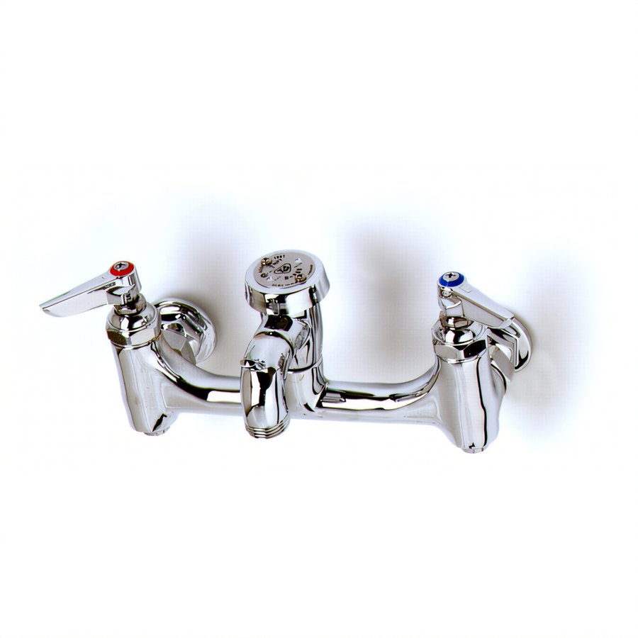 Product image #1 for Wall Mount Service Sink Faucet with Vacuum Breaker Pail Hook Spout, 8 Inch Centers, Polished Chrome