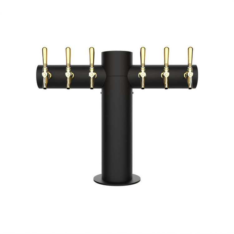 Product image #1 for Micro Matic Metropolis T-Style 6-Faucet Glycol-Cooled Draft Beer Tower with Kool-Rite Module, Matte Black