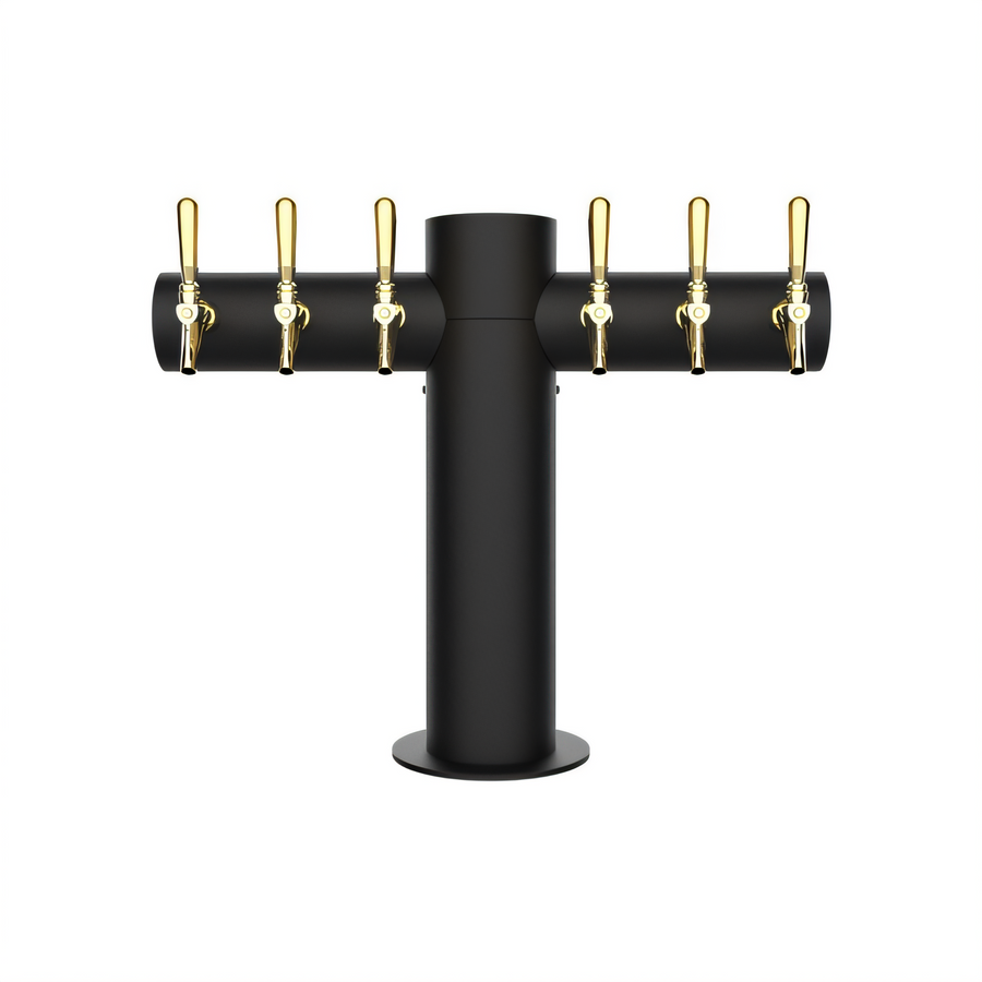 Product image #1 for Micro Matic Metropolis T-Style 6-Faucet Glycol-Cooled Draft Beer Tower with Kool-Rite Module, Matte Black