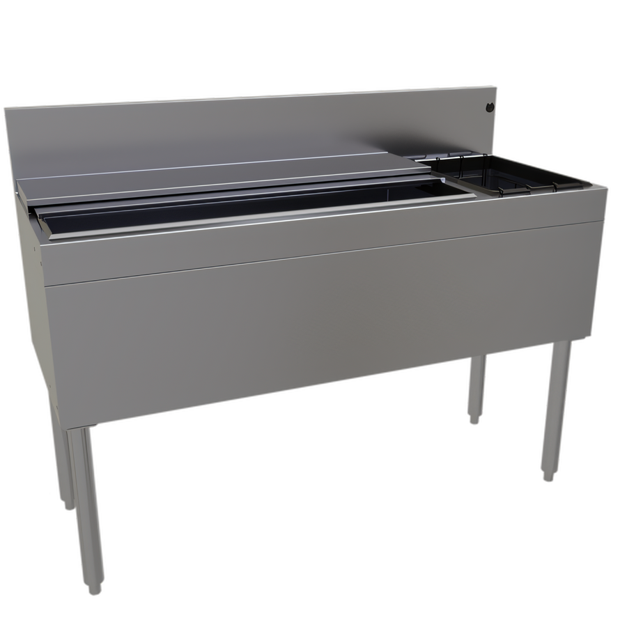 Product image #1 for Glastender 48-Inch Underbar Combo Ice Bin/Cocktail Unit with Right-Side Bottle Well and 10-Circuit Cold Plate