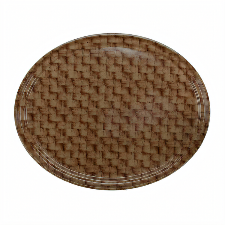 Product image #1 for Cambro Camtray Oval Fiberglass Serving Tray, Dark Basketweave, 22 x 26-7/8 Inches