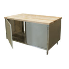 Thumbnail image #1 for BK Resources CMT-3048HL2 48" x 30" Dual-Access Stainless Steel Cabinet Chef Table with Locking Doors and 1-3/4" Hard Maple Top