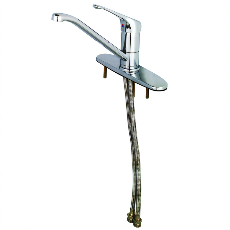 Product image #1 for T&S Brass B-2731-LH Low-Lead Single Lever Deck Mount Faucet with 9-Inch Swivel Spout and Flexible Supplies