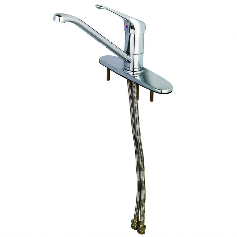 Product image #1 for T&S Brass B-2731-LH Low-Lead Single Lever Deck Mount Faucet with 9-Inch Swivel Spout and Flexible Supplies