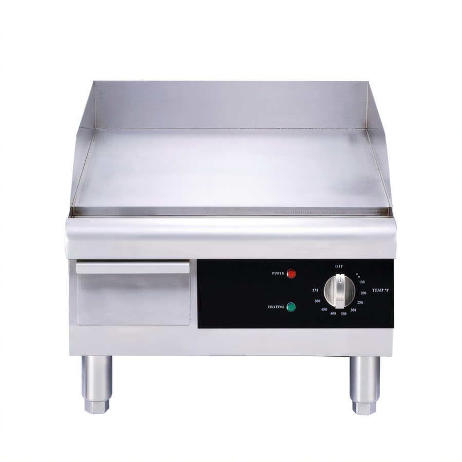 Product image #1 for Omcan Countertop Electric Griddle, 16-Inch Smooth Steel Cooking Surface, 1.75 kW, Stainless Steel