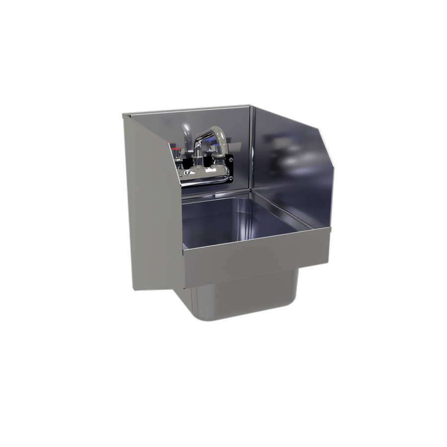 Product image #1 for Glastender Wall-Mounted Stainless Steel Hand Sink with Faucet, Side Splashes, and Drain Fitting