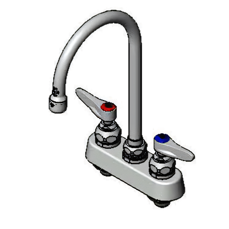 Product image #1 for T&S Brass B-1141 Deck-Mount Workboard Faucet with Swivel Gooseneck Spout, 4-Inch Centers