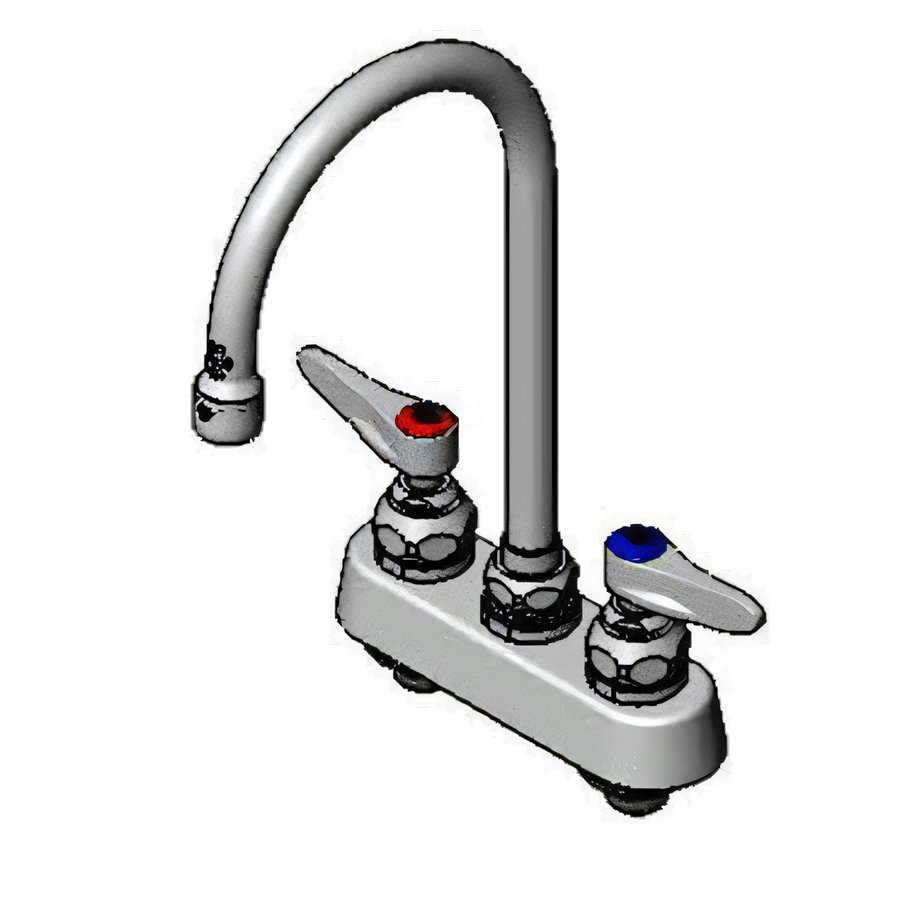 Product image #1 for T&S Brass B-1141 Deck-Mount Workboard Faucet with Swivel Gooseneck Spout, 4-Inch Centers
