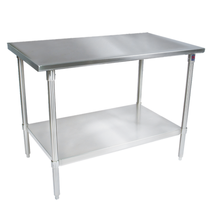 Product image #1 for John Boos Stallion 24" x 30" 16-Gauge Stainless Steel Flat Top Work Table with Adjustable Undershelf