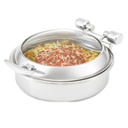Thumbnail image #1 for Vollrath Intrigue® 46125 Round 6-Qt Glass-Top Induction Chafer, Hinged Lid, Mirror-Finish Stainless Steel