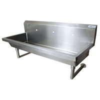 BK Resources Three Station Wall Mounted Hand Wash Sink, 72-Inch 304 Stainless Steel