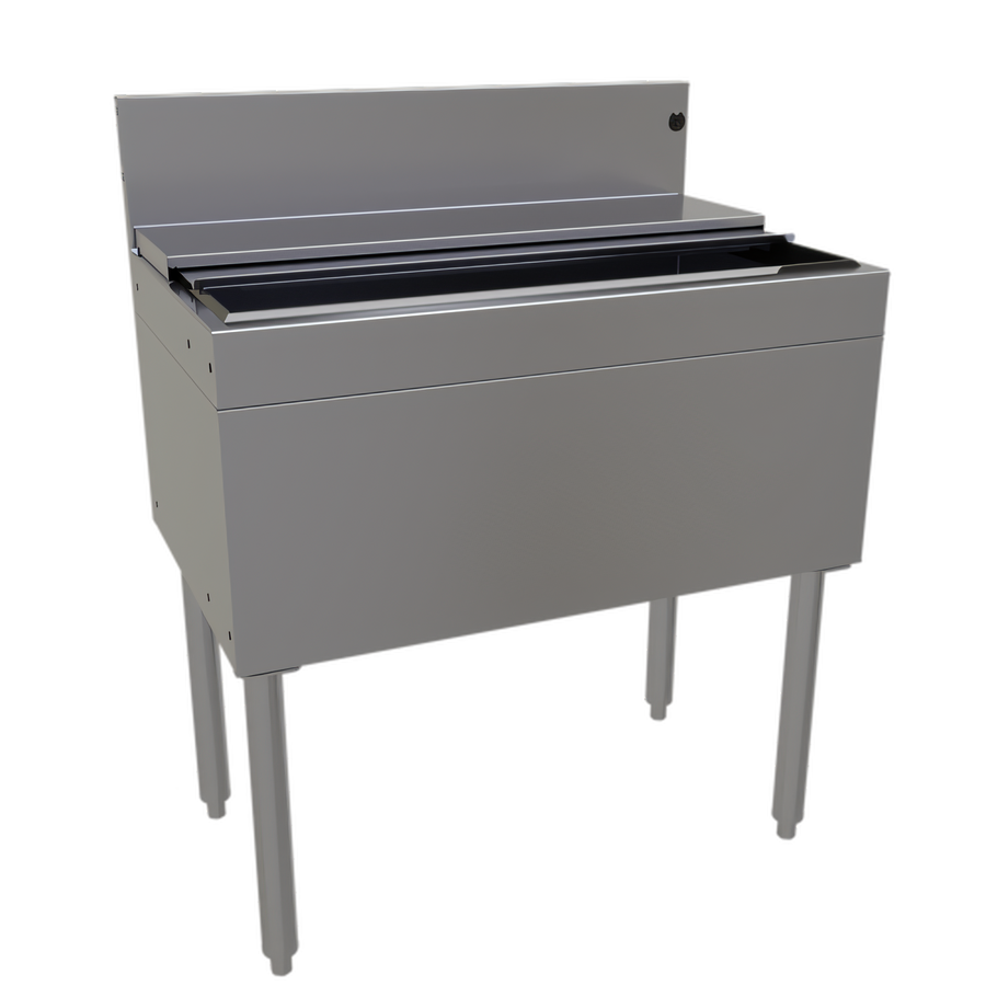 Product image #1 for Glastender 30 Inch Wide Underbar Ice Bin with Sliding Stainless Steel Cover, 84 lb. Capacity