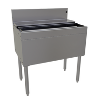 Glastender 30 Inch Wide Underbar Ice Bin with Sliding Stainless Steel Cover, 84 lb. Capacity