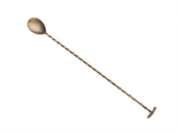Barfly 11-13/16 Inch Bar Spoon with Muddler, Twisted Stem, Antique Gold-Plated Stainless Steel