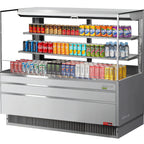 Thumbnail image #1 for Turbo Air TOM-60L-UFD-S-3S-N Low-Profile Horizontal Open Display Merchandiser, 19.3 Cu. Ft., Stainless Steel, Self-Contained R290 Refrigeration
