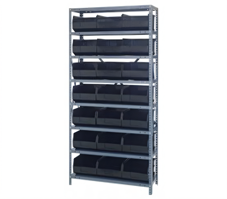 Product image #1 for Quantum Heavy Duty Stationary Wire Shelving Unit, 36 x 12 x 75 Inch, with 8 Shelves and 21 Bins