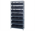 Thumbnail image #1 for Quantum Heavy Duty Stationary Wire Shelving Unit, 36 x 12 x 75 Inch, with 8 Shelves and 21 Bins