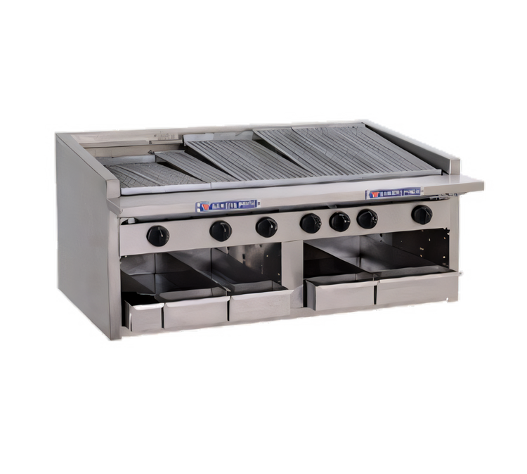 Product image #1 for Bakers Pride Dante Series C-72RS-C 72-Inch Countertop Gas Radiant Charbroiler with Free-Floating Round Rod Top Grate
