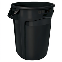 Executive Series BRUTE 32 Gallon Round Trash Container, Black, No Lid