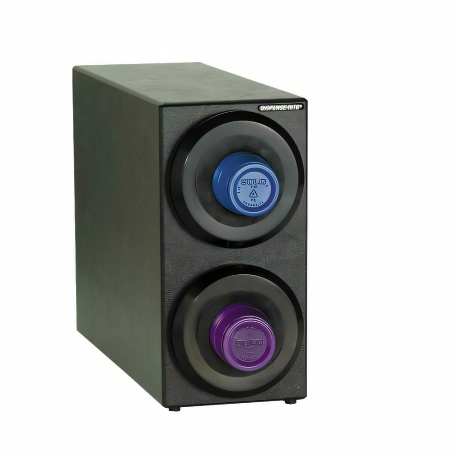 Product image #1 for Countertop One-Size-Fits-All Cup Dispensing Cabinet with 2 Adjustable Cup Dispensers, 8 oz. to 44 oz., Black Polystyrene