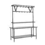 Thumbnail image #1 for Eagle Group TM144APR Table-Mounted Triple-Bar Aluminum Pot Rack, 136"W x 20"D, 36 Stainless Steel Double-Prong Hooks, for 144" Tables