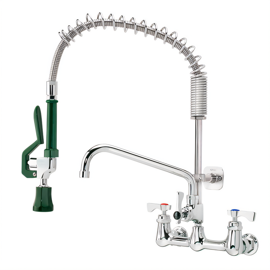 Product image #1 for Krowne Royal Series ShelfMaster Wall-Mount Pre-Rinse Faucet Assembly with Add-On Faucet, 8-Inch Centers
