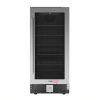 KoolMore 15-Inch Built-In Undercounter Glass Door Beverage Refrigerator, 3 Cu. Ft., Stainless Steel