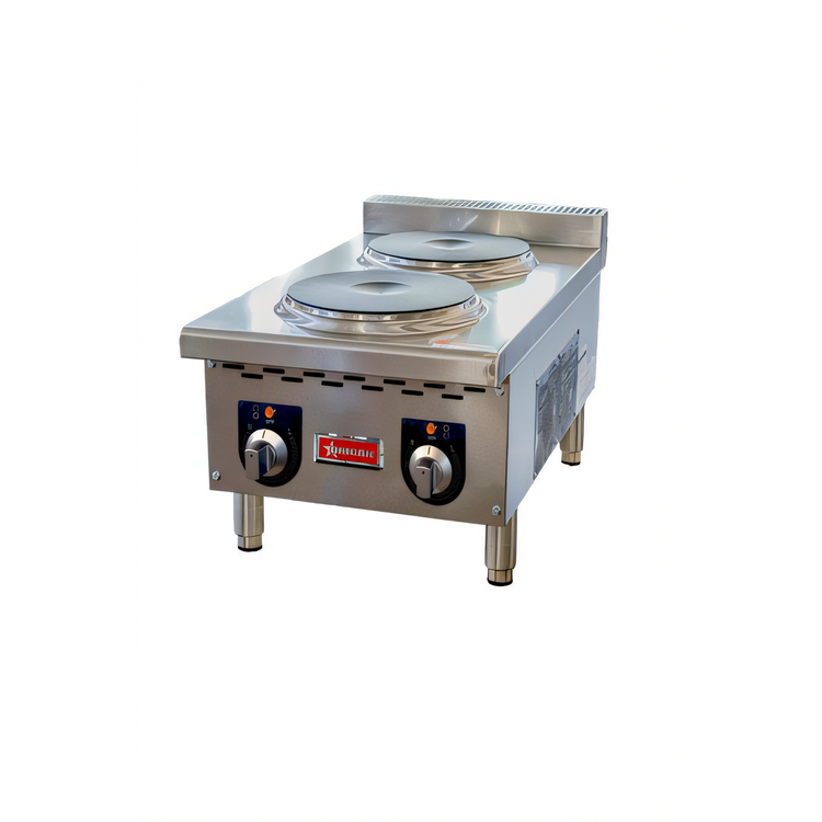 Product image #1 for Omcan Countertop Electric Hot Plate, 15-Inch, 2-Burner Solid Top, 208V