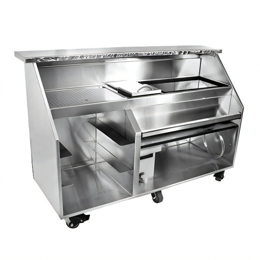 Product image #1 for Glastender 66-Inch Stainless Steel Portable Bar for Glassware with 12-Inch Cocktail Ice Bin