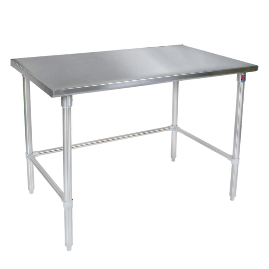 Product image #1 for John Boos Stallion 108" x 36" 14-Gauge Stainless Steel Flat Top Work Table with Galvanized Base