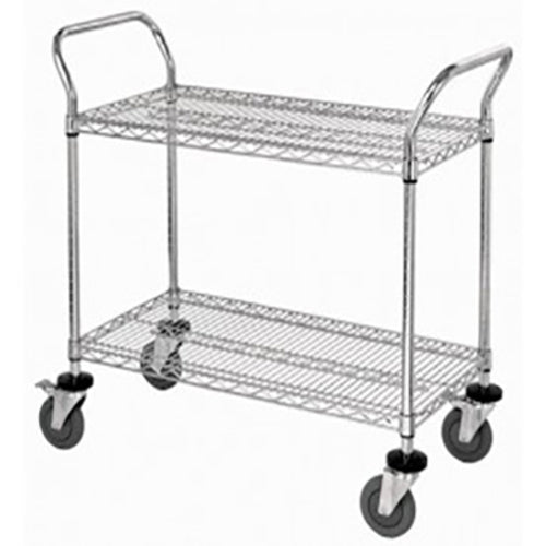 Product image #1 for Quantum Gray Epoxy Antimicrobial 2-Shelf Wire Utility Cart, 1,200 lb Capacity
