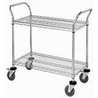 Quantum Gray Epoxy Antimicrobial 2-Shelf Wire Utility Cart, 1,200 lb Capacity
