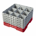 Thumbnail image #2 for Cambro Camrack Full Size 9-Compartment Glass Rack with 5 Soft Gray Extenders, Red