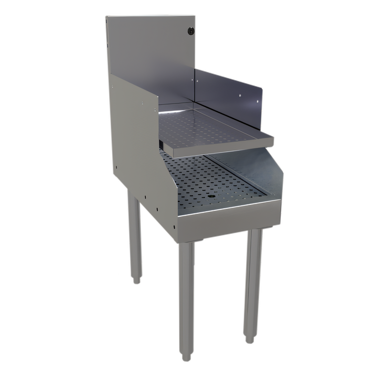 Product image #1 for Glastender Free-Standing Recessed Drainboard, 12"W x 24"D, Stainless Steel, Single Speed Rail