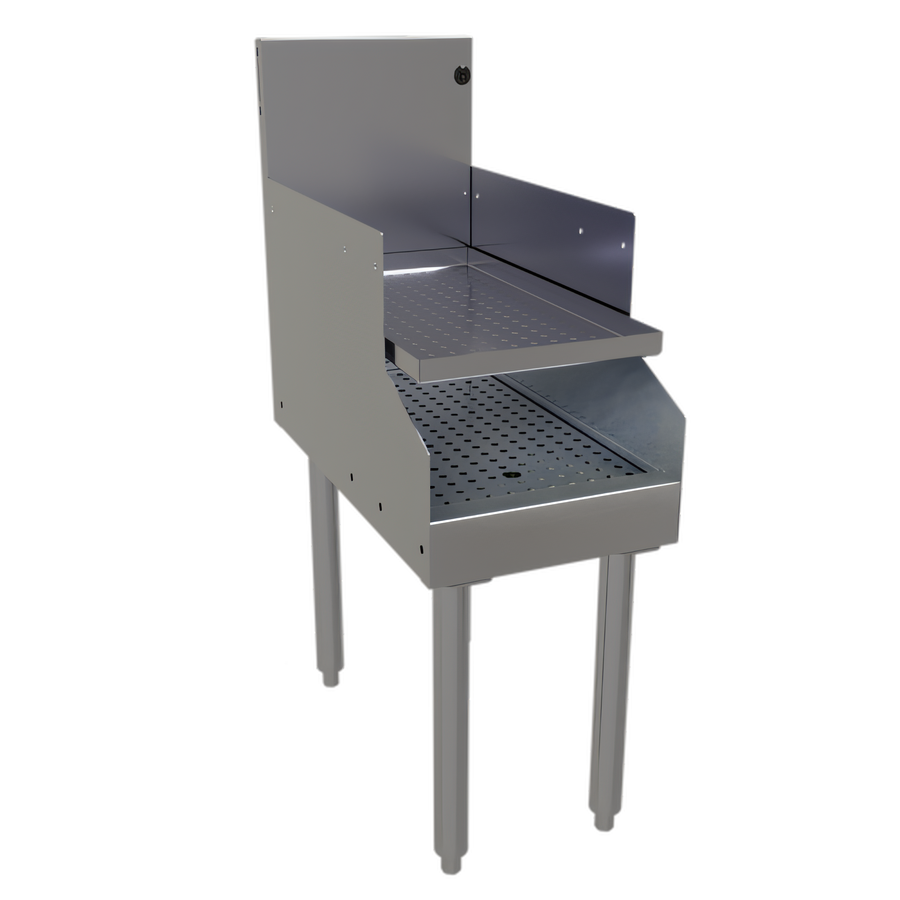 Product image #1 for Glastender Free-Standing Recessed Drainboard, 12"W x 24"D, Stainless Steel, Single Speed Rail