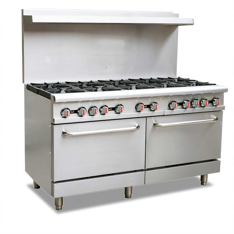 Product image #1 for Omcan USA CE-CN-1524-L 60-Inch Propane Commercial Gas Range with 10 Open Burners and 2 Standard Ovens
