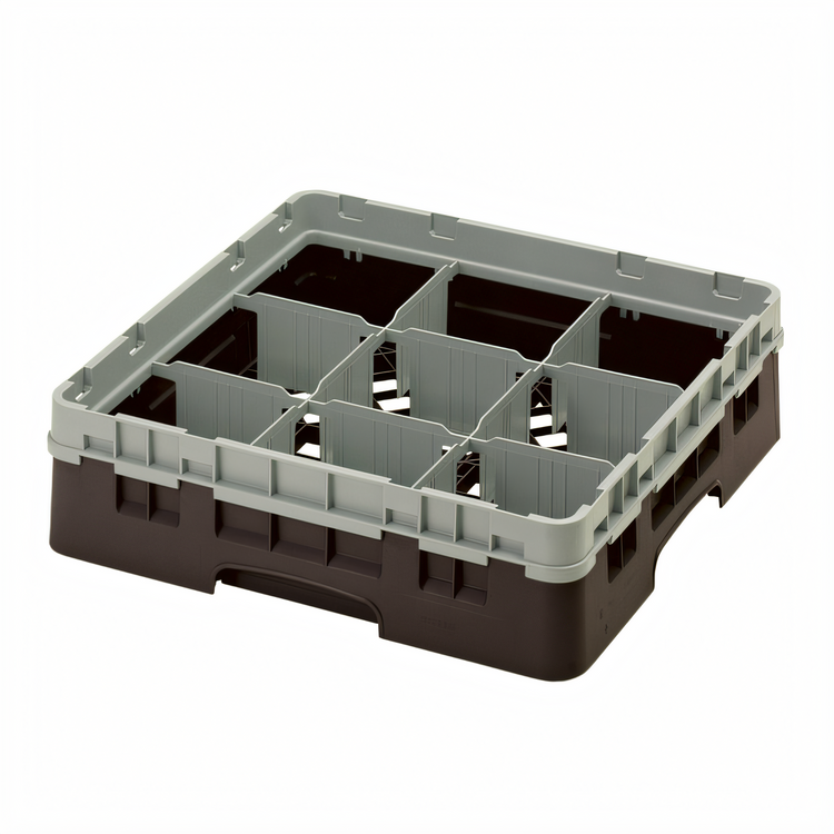 Product image #2 for Cambro Camrack Full Size 9-Compartment Brown Glass Rack with Soft Gray Extender