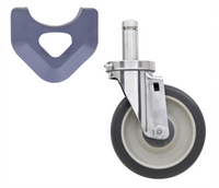 MetroMax 5-Inch Cart-Washable Swivel Stem Caster with Flat Polyurethane Tread, Type 304 Stainless Steel, 300 lb Capacity