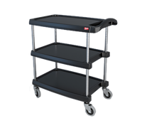 Metro myCart Series 3-Shelf Polymer Utility Cart, Open Base, Black