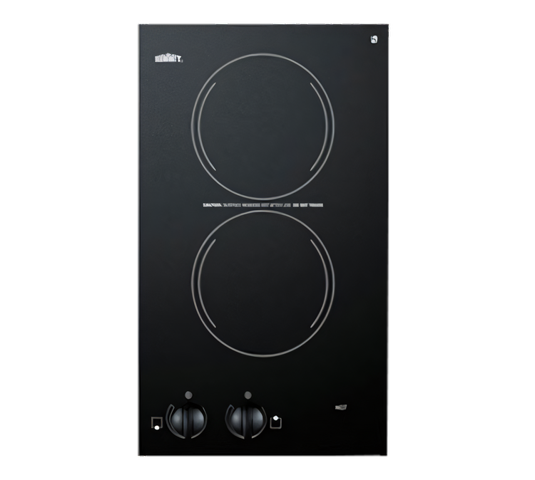 Product image #1 for Summit Commercial 12-Inch Built-In Two-Burner Radiant Electric Cooktop with Black Ceramic Glass Surface, 230V
