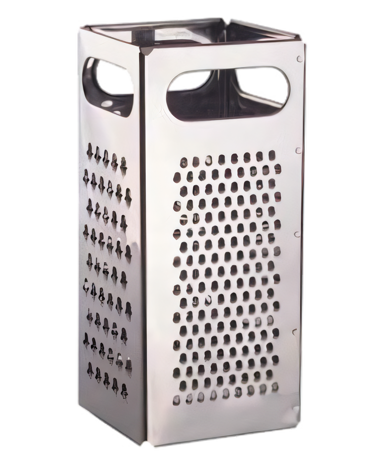 Product image #1 for Dripcut® Four-Sided Stainless Steel Grater with Hand Grips, 4-Inch Square x 9-Inch High