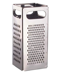 Dripcut® Four-Sided Stainless Steel Grater with Hand Grips, 4-Inch Square x 9-Inch High