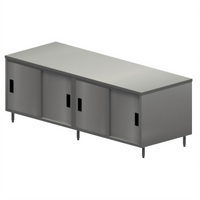 BK Resources Dual Access Stainless Steel Chef Table Cabinet Base with Sliding Doors, 96 x 30 x 34-3/4 Inches