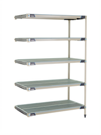 MetroMax i Five-Shelf Open Grid Add-On Polymer Shelving Unit, 48 Inch W x 24 Inch D x 74 Inch H