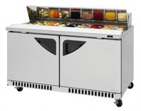 Turbo Air Super Deluxe 60-Inch Front-Breathing Stainless Steel 2-Door Sandwich/Salad Prep Table, 16-Pan, 14.8 Cu. Ft.