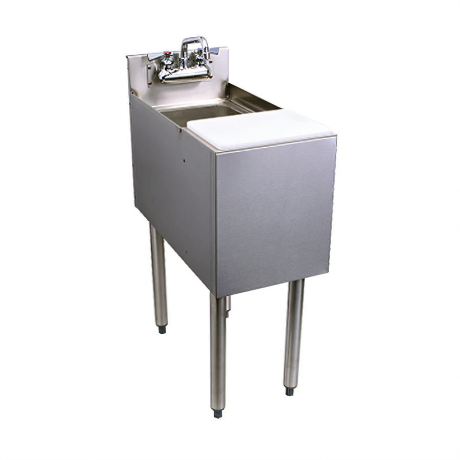 Product image #1 for Choice C-MFS-12 Freestanding Stainless Steel Underbar Mixology Unit with Sink Bowl, Cutting Board, and Faucet, 12 Inch Wide