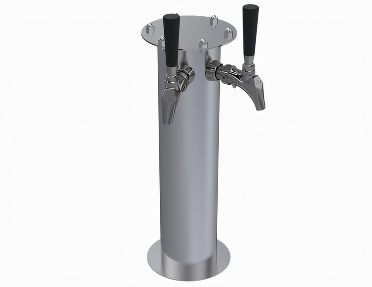 Product image #1 for Krowne Dual Faucet Glycol-Cooled Frankenstein Beer Tower, Brushed Stainless Steel, 17 Inch High