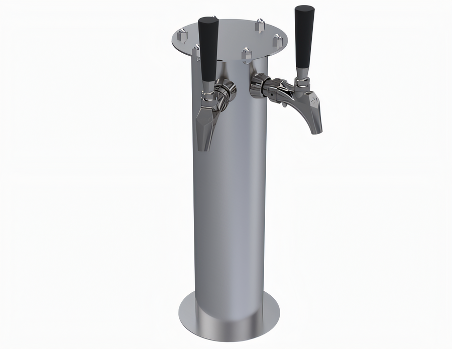 Product image #1 for Krowne Dual Faucet Glycol-Cooled Frankenstein Beer Tower, Brushed Stainless Steel, 17 Inch High